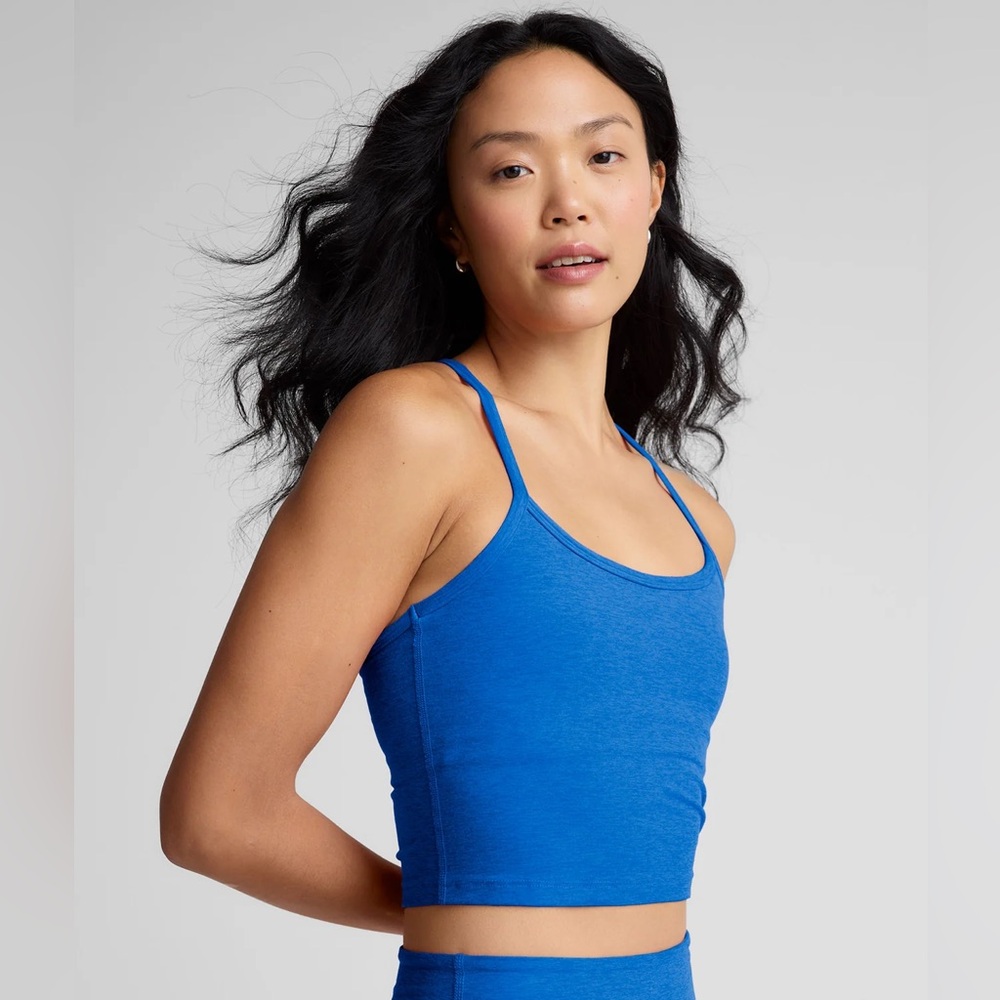 Beyond Yoga spacedye slim racerback cropped tank in Court Blue